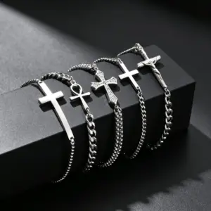 Kreuzarmband Herren aus Edelstahl – 4 Designs