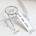 Maße von Textplatte, Faith-Kreuz und Schlüsselring