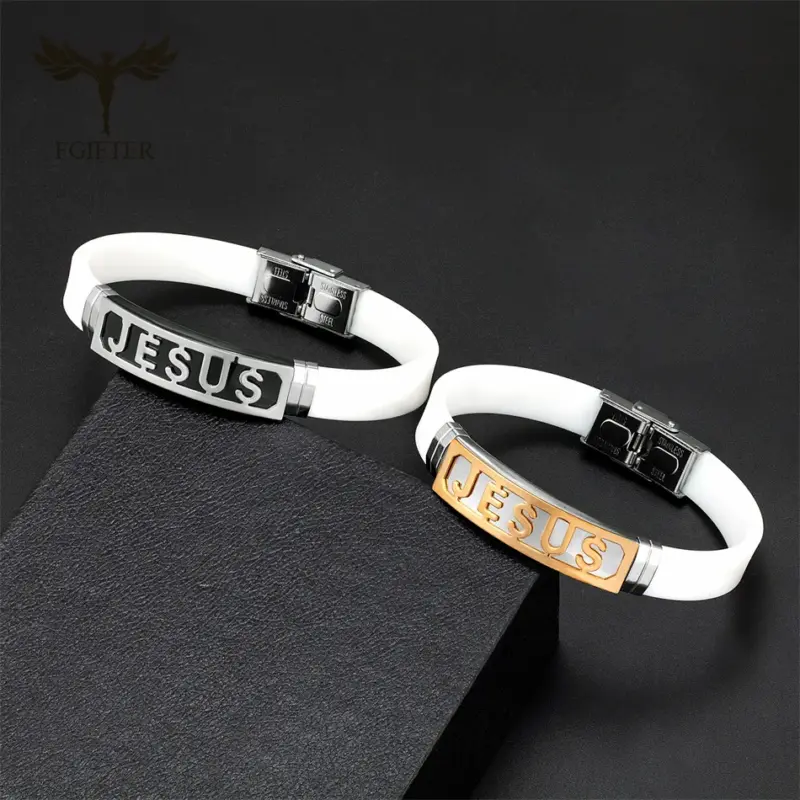 Jesus Armband Unisex – Silikon und Edelstahl