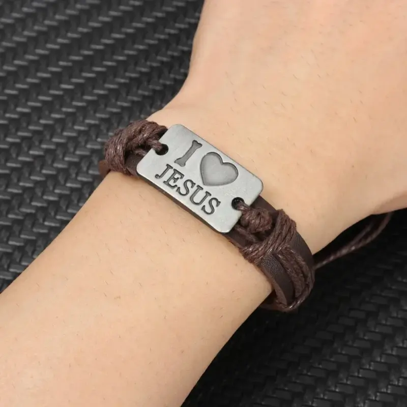 Jesus Armband Herren – braune Variante