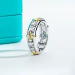 AnuJewel zweifarbiger Moissanit Kreuzring Damen – 3 mm, 925 Silber – weitere Produktansicht