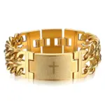 Goldfarbenes Panzerarmband mit Kreuz und spanischem Vaterunser