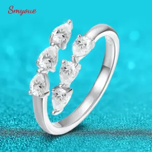 SMYOUE Moissanit Kronenring aus 925 Sterling Silber – Hauptansicht