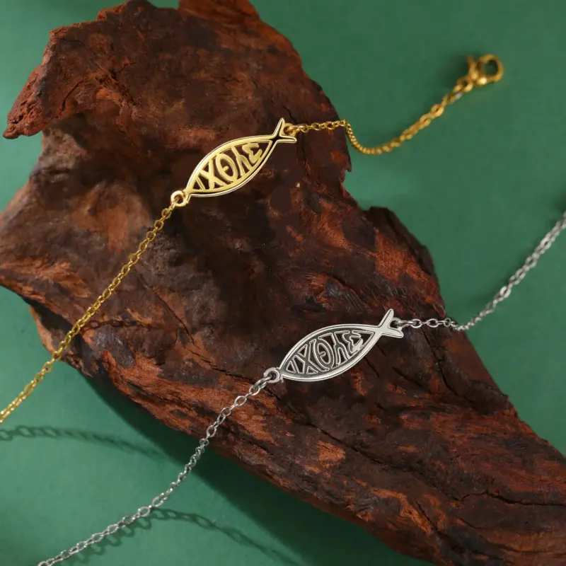 Ichthys Armband aus Edelstahl mit Jesusfisch-Symbol
