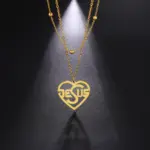 Jesus Herz Halskette aus Edelstahl in Gold- und Silberoptik