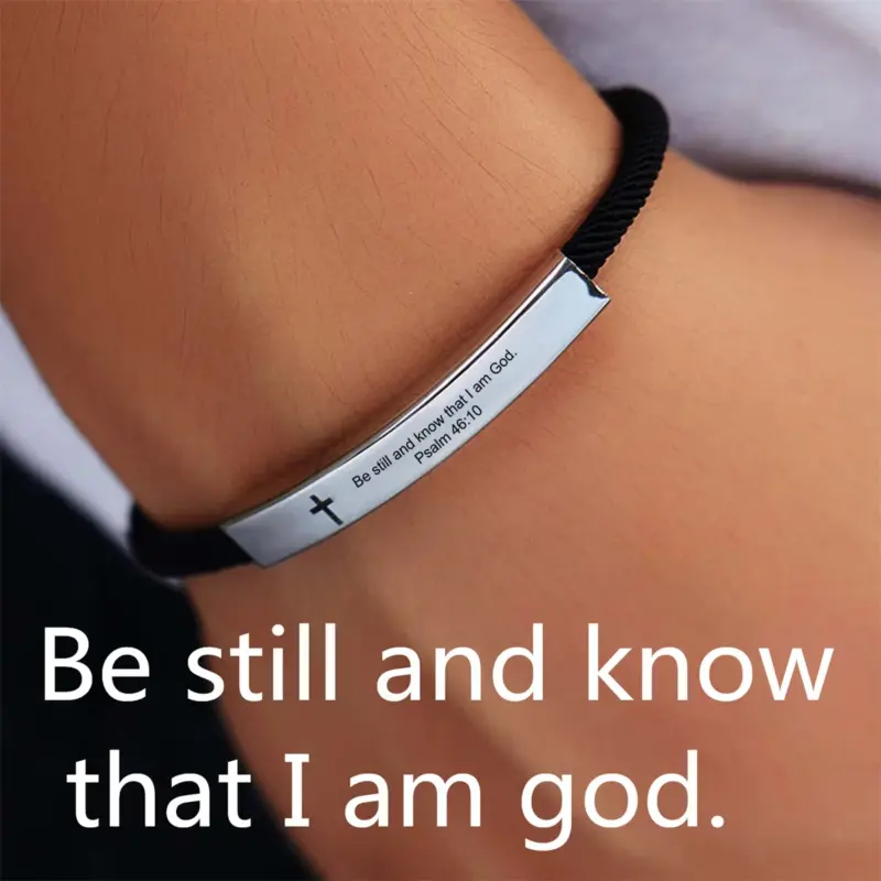 Christliches Armband mit Kreuz und Schriftmotiv – Produktansicht
