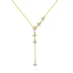 Goldfarbene Moissanit Quasten-Halskette aus 925 Silber