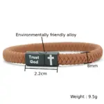 Christliches Lederarmband für Herren – Detailansicht
