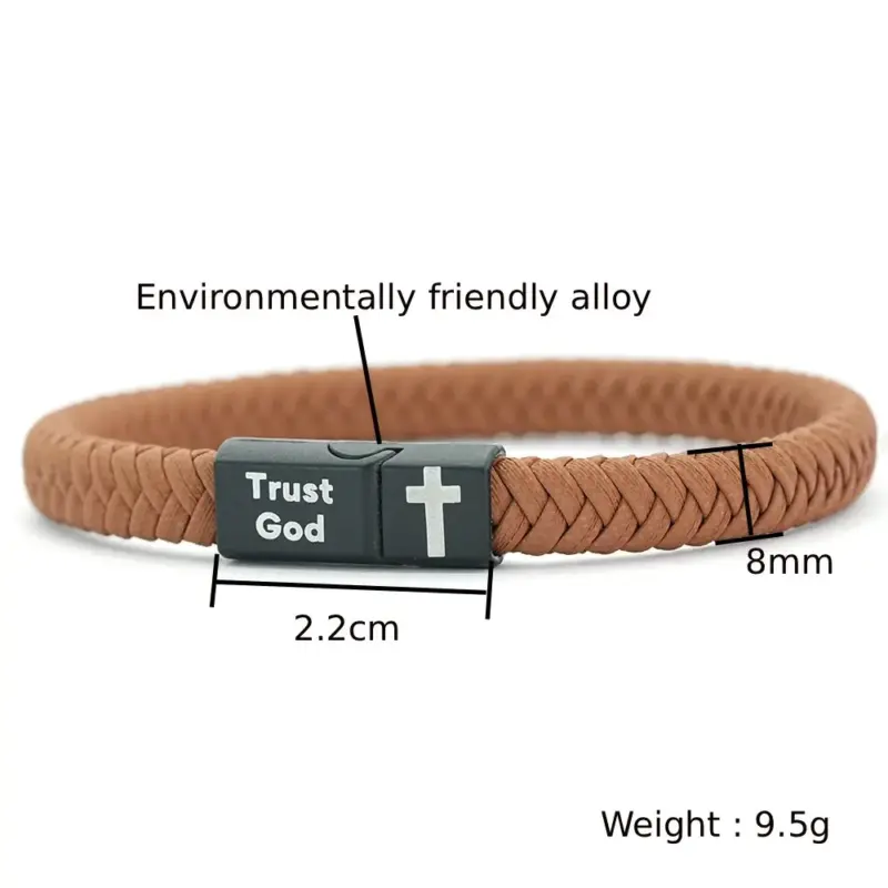 Christliches Lederarmband für Herren – Detailansicht