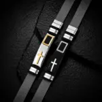 Mesh-Kreuzarmband in Schwarz-Silber und Silber-Gold im Vergleich