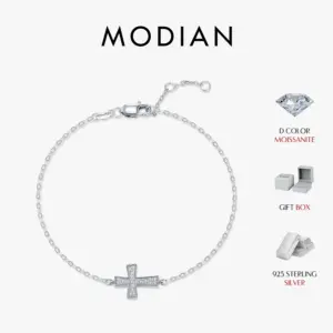 Moissanit Kreuzarmband mit 20 Steinen aus 925 Silber laut Anbieter