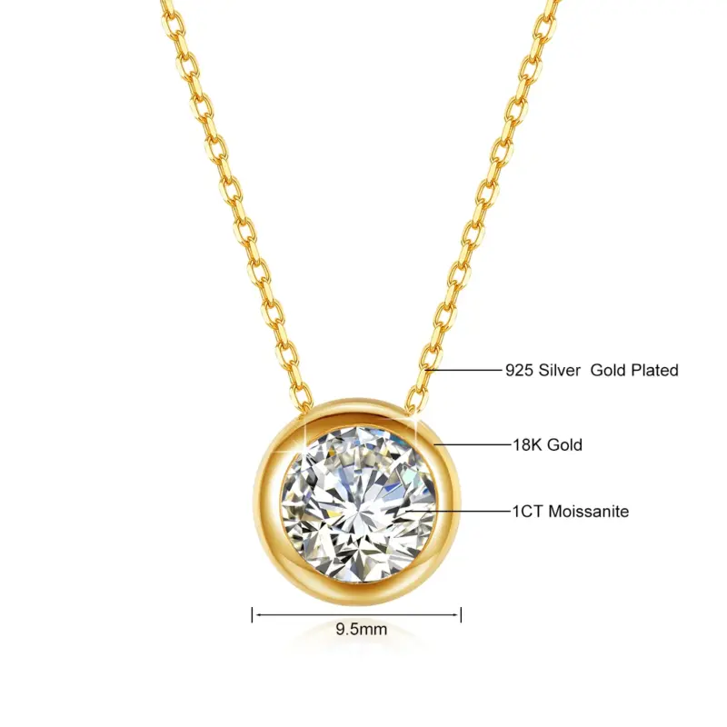 Herz-Halskette mit 1 ct Moissanit und 18K-Gold-Anhänger