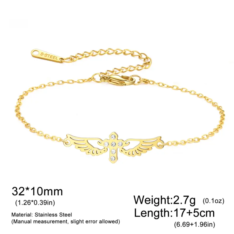 Armband mit Kreuz Damen – goldfarbene Ausführung