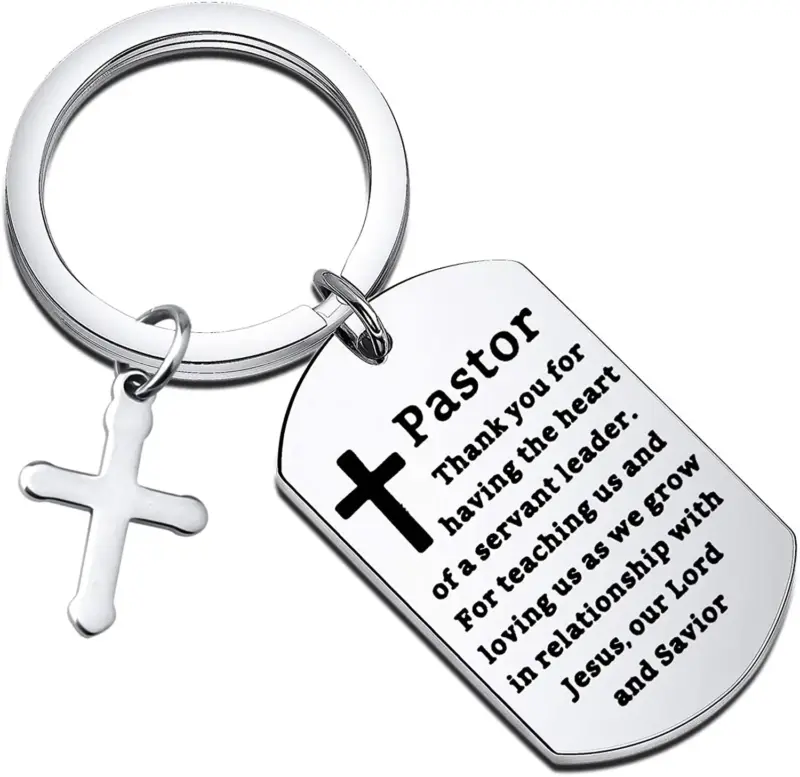 kf-S4c63e84721ef43748572d10145c12080q Pastor Dankeschön Schlüsselanhänger aus Edelstahl mit Kreuz