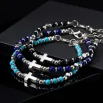 Naturstein Armband Herren mit Kreuz – getragen