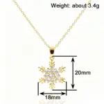 Goldfarbene Schneeflocken-Kette 45 cm mit Zirkonia