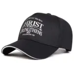 Schwarze christliche Baseballcap mit heller Schrift und Kontrastkante