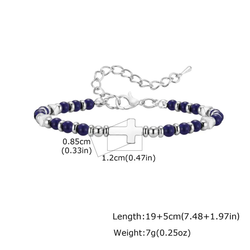 Kreuzarmband Herren mit Naturstein – Lapislazuli Design