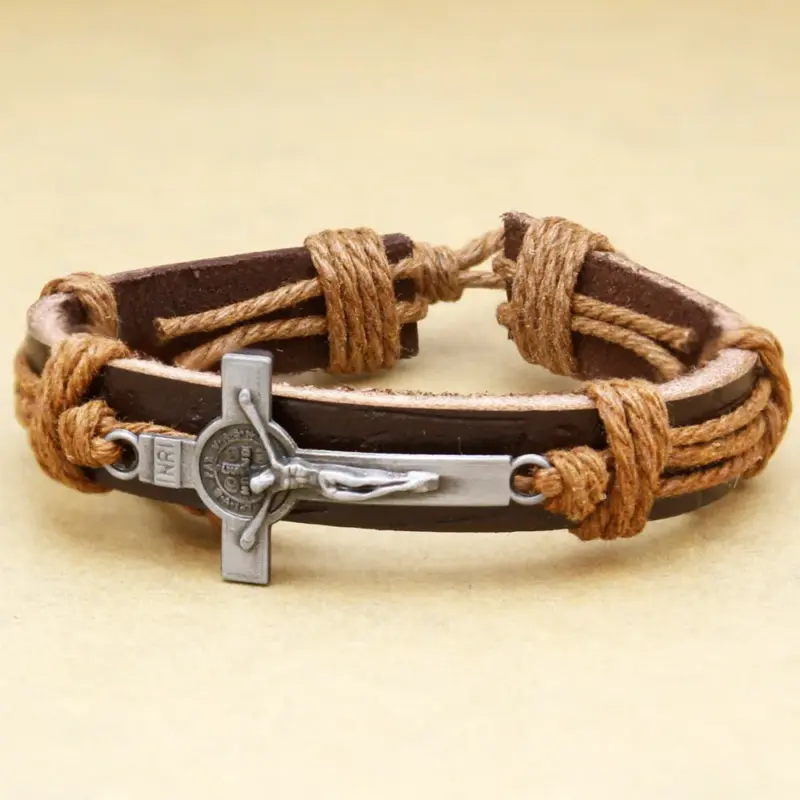 Kreuz Armband Leder – christlicher Glaubensschmuck