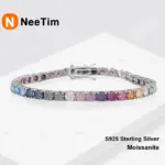 Moissanit Tennisarmband in Silberoptik mit rundem Steinbesatz