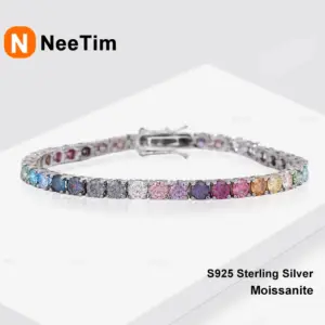 Moissanit Tennisarmband in Silberoptik mit rundem Steinbesatz