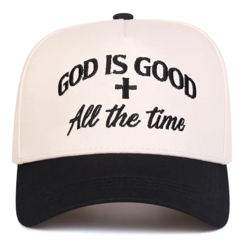 God Is Good Cap mit schwarzem Schirm und beiger Vorderseite