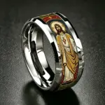 Christlicher Edelstahlring Heiliges Herz Jesu Unisex