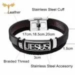 Jesus Armband Herren – doppellagige Lederoptik