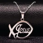 Ichthys Kette 50 cm aus Edelstahl mit Jesusfisch Anhänger