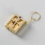 Goldfarbener Mini-Bibel-Schlüsselanhänger – christliche Geschenkidee