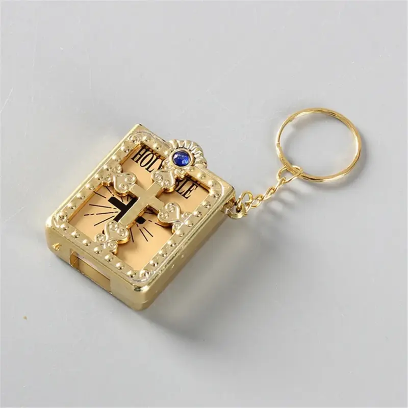 Goldfarbener Mini-Bibel-Schlüsselanhänger – christliche Geschenkidee