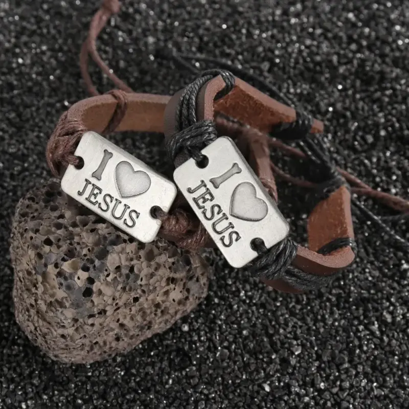 Geflochtenes Jesus Armband für Herren – weitere Ansicht