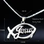 Jesusfisch Kette silberfarben 50 cm aus Edelstahl
