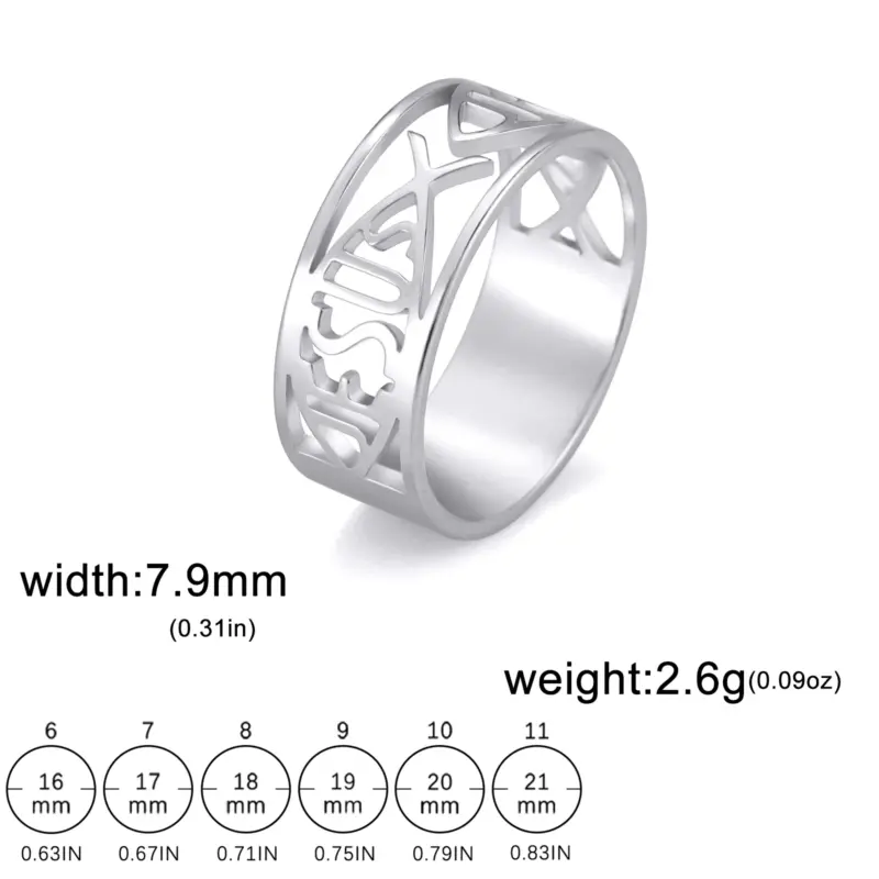 Jesusfisch Ring silberfarben aus Edelstahl