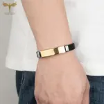 Spanisches Vaterunser Armband aus Silikon und Edelstahl – Detailansicht