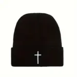 Mütze mit Kreuz Stickerei in Schwarz