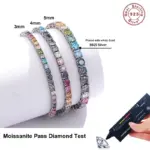 Moissanit Tennisarmband Verschluss und Steinreihe im Detail