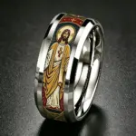 Heiliges Herz Jesu Ring aus Edelstahl silberfarben