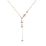 Roségoldfarbene Moissanit Quasten-Halskette aus 925 Silber