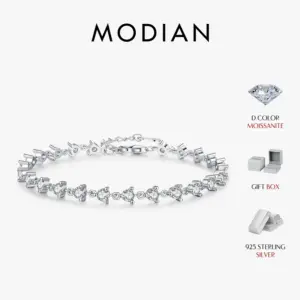 Moissanit Armband mit 24 runden Steinen in Silberoptik