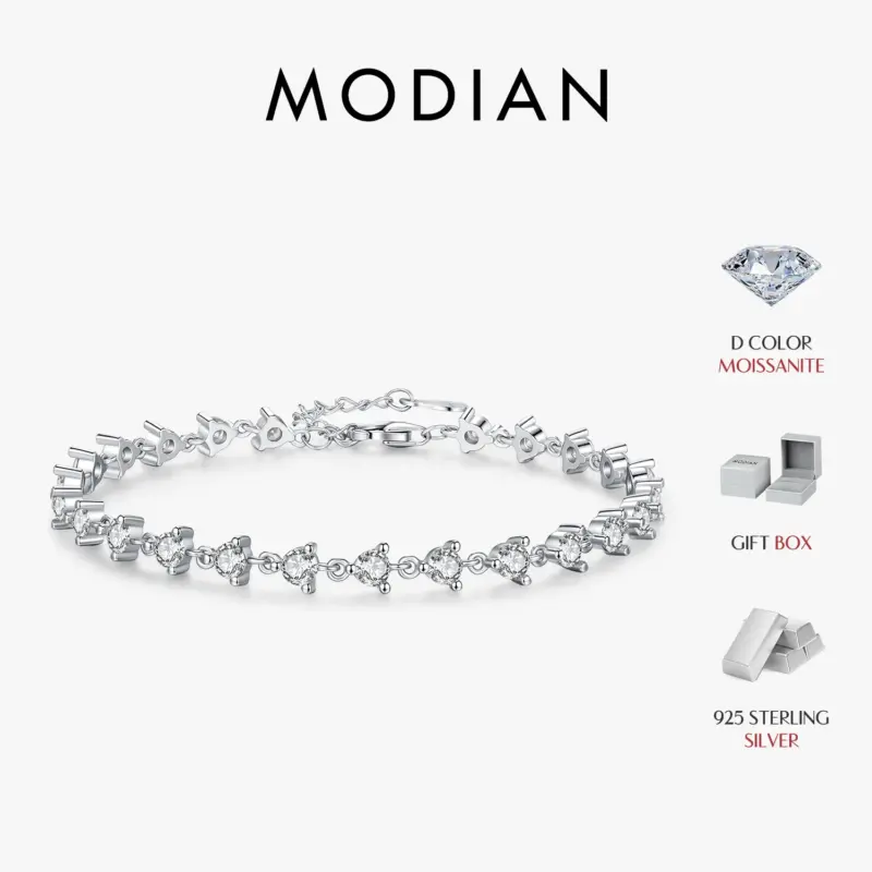 Moissanit Armband mit 24 runden Steinen in Silberoptik