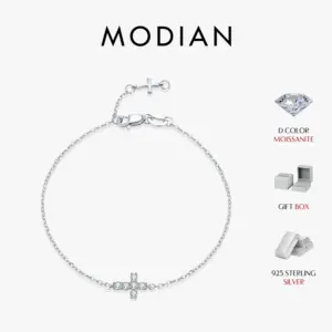 Moissanit Doppelkreuz Armband mit 6 Steinen aus 925 Silber laut Anbieter