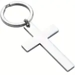 Schlichter Kreuz Schlüsselanhänger aus Edelstahl