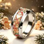 Weihnachtsring mit Weihnachtsmann und Lebkuchenfiguren, schräge Ansicht