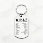 Silberfarbener Bibel-Schlüsselanhänger aus Edelstahl mit Bible Emergency Numbers Beschriftung