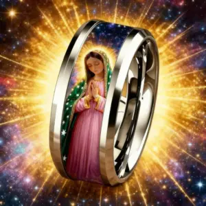 Katholischer Guadalupe Ring aus Edelstahl für Damen und Herren