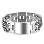Silberfarbenes Panzerarmband mit glatter Mittelplatte