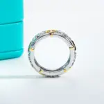 AnuJewel zweifarbiger Moissanit Kreuzring Damen – 3 mm, 925 Silber – weitere Produktansicht