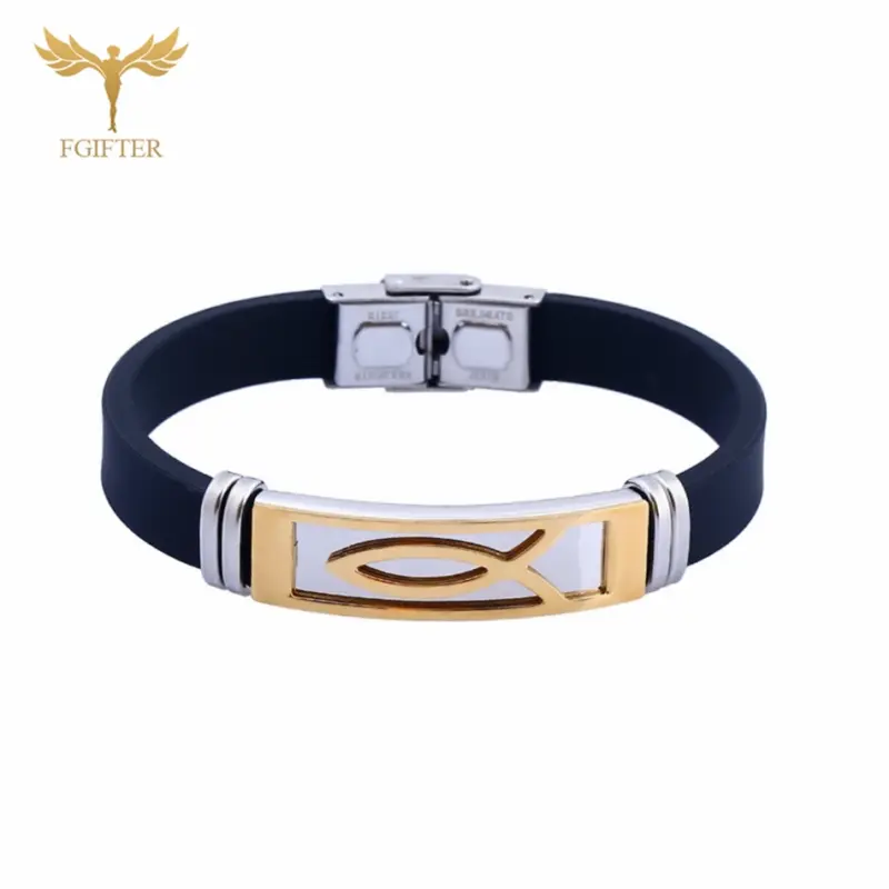 Christliches Silikonarmband mit Ichthys-Symbol