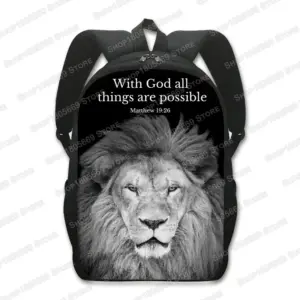 Christlicher Löwen-Rucksack mit Bibelvers – Motiv 01